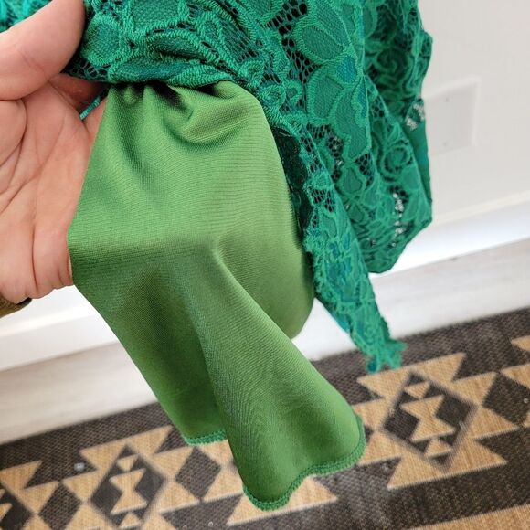 Emerald Green Lace Maxi Dress Plus Size XXL Sleeveless Pockets Formal Wedding - Picture 8 of 9